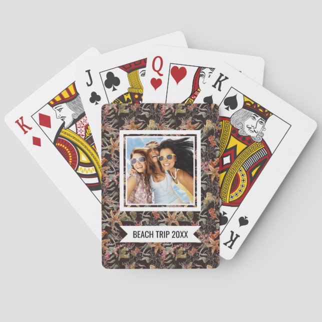 Add Your Name | Shabby Sea Life Pattern Playing Cards (Back)
