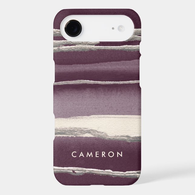 Add Your Name | Silver Rose Purple Abstract Print Case-Mate iPhone Case (Back)