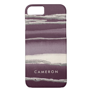 Add Your Name   Silver Rose Purple Abstract Print iPhone 8/7 Case