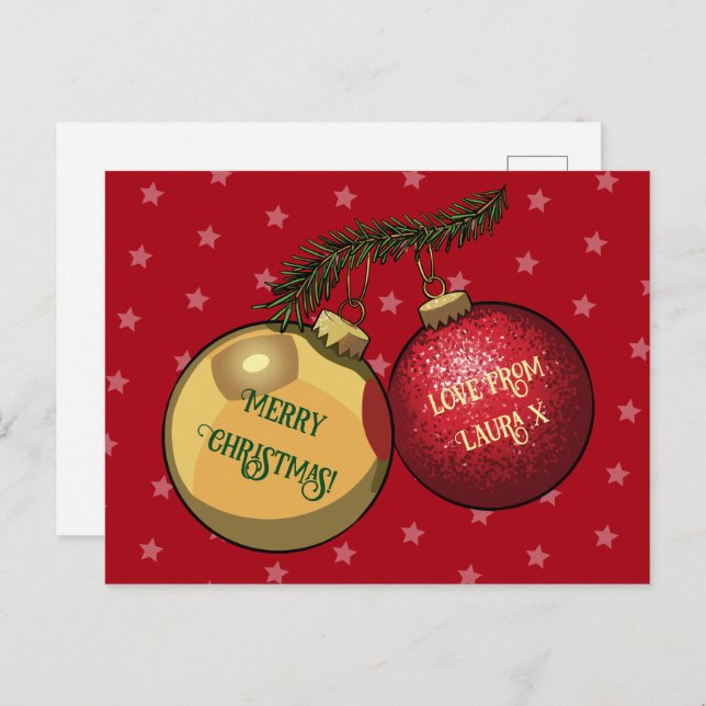 Add Your Name Simple Christmas Tree Decorations Postcard (Front/Back)