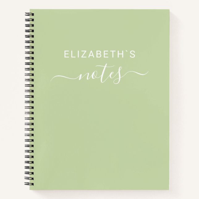 Add Your Name | Simple Green Notebook (Front)