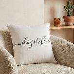Add Your Name | Simple Handwriting White Throw Pillow<br><div class="desc">Minimalist pillow with name in modern calligraphy. You can edit the colours.</div>