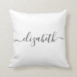 Add Your Name | Simple Handwriting White Throw Pillow<br><div class="desc">Minimalist pillow with name in modern calligraphy. You can edit the colours.</div>
