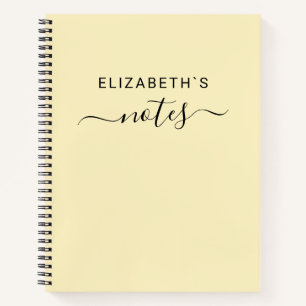 Add Your Name Simple Pastel Yellow Notebook