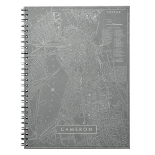 Add Your Name   Sketch of Boston City Map Notebook
