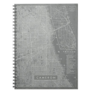 Add Your Name   Sketch of Chicago City Map Notebook