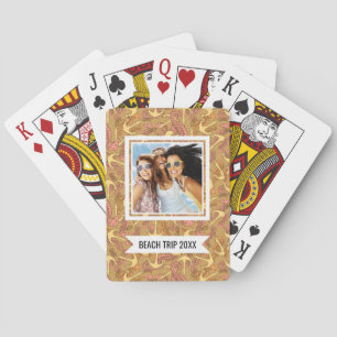 Add Your Name Sketchy Seahorse & Anchor Pattern Playing Cards