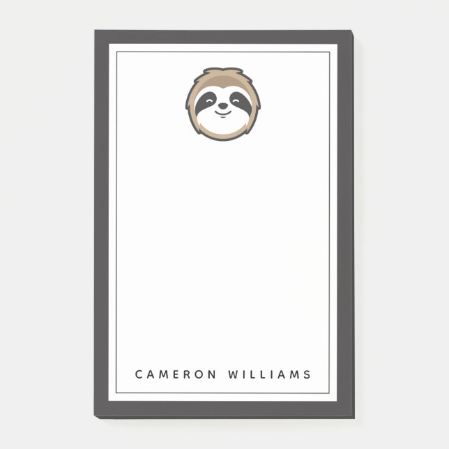 Add Your Name | Sloth Mascot Post-it Notes (Front)