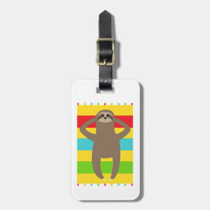 Add Your Name   Sloth On The Beach Luggage Tag