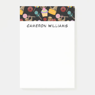 Add Your Name   Sloth Sweet Treats Pattern Post-it Notes