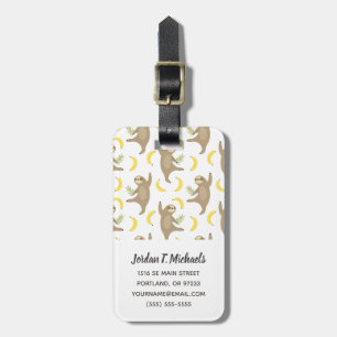 Add Your Name   Sloths & Bananas Pattern Luggage Tag