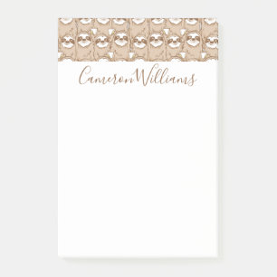 Add Your Name Sloths & Coffee Pattern Post-it Notes