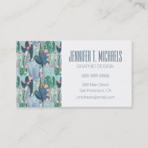 Add Your Name   Soft Patel Cactus Pattern Business Card