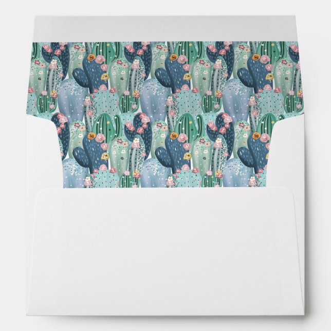 Add Your Name | Soft Patel Cactus Pattern Envelope (Back (Bottom))