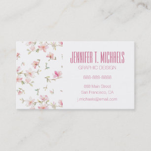 Add Your Name Soft Pink Watercolor Flower Business Card