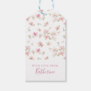 Add Your Name   Soft Pink Watercolor Flower Gift Tags