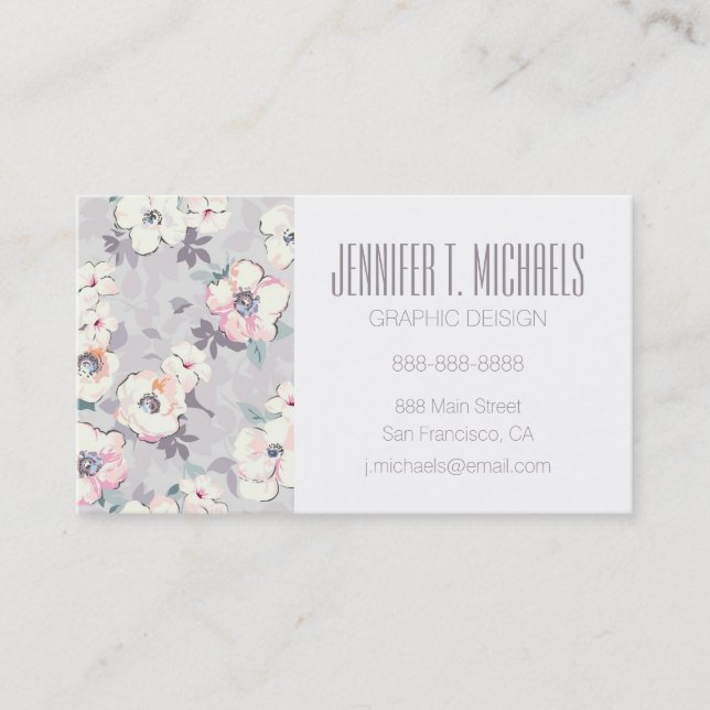 Add Your Name | Soft Pink Watercolor Pattern Business Card (Front)