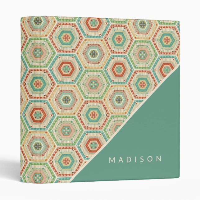 Add Your Name | Southwest Hexagon Pattern Binder (Front/Spine)