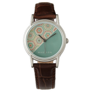 Add Your Name Southwest Hexagon Pattern Watch