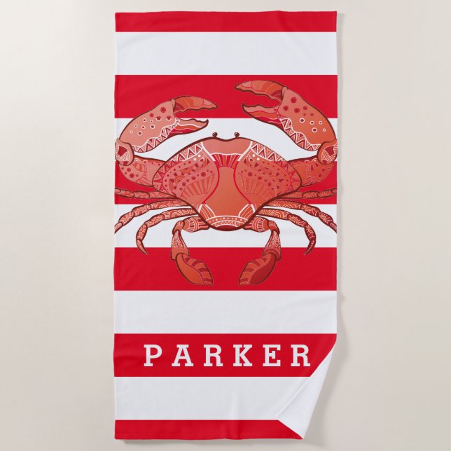 Add Your Name | Style Crab Beach Towel (Front)