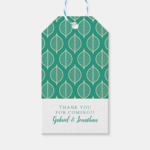 Add Your Name Stylized Green Leaf Pattern Gift Tags