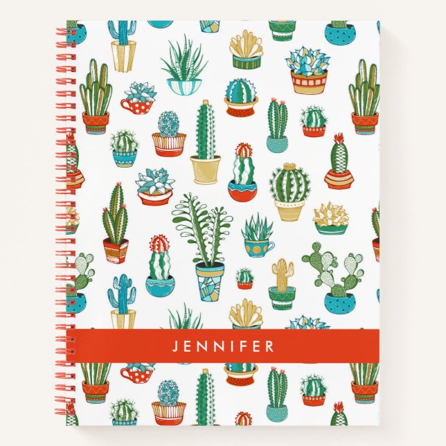 Add Your Name | Succulents Pattern Notebook (Front)