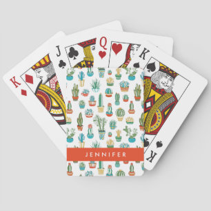 Add Your Name Succulents Pattern Playing Cards