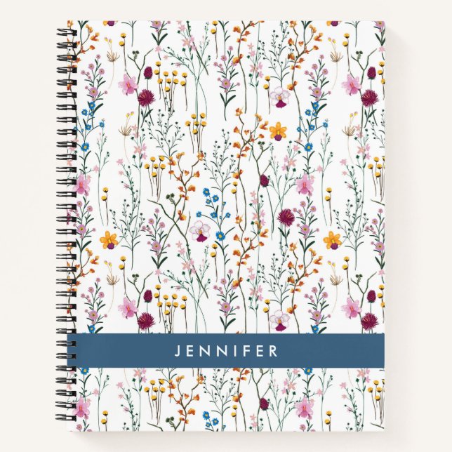 Add Your Name | Summer Wildflower Pattern Notebook (Front)