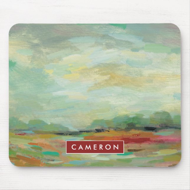 Add Your Name | Sunrise Field Abstract Print Mouse Pad (Front)