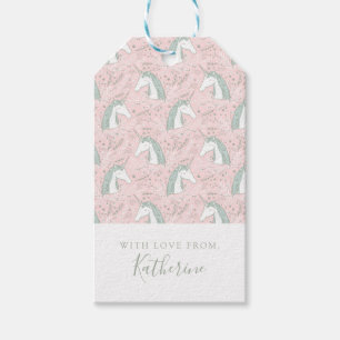 Add Your Name   Sweet Floral Unicorn Pattern Gift Tags