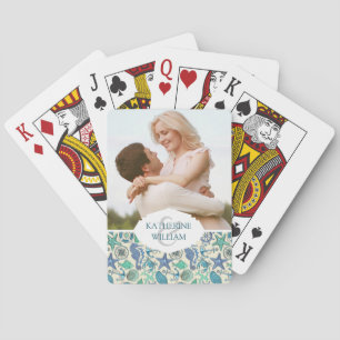 Add Your Name   Teal Sea Animals Pattern Playing Cards