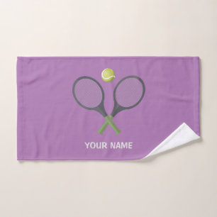 Add Your Name Tennis  Personalized Purple Hand Towel