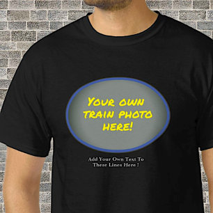 Add Your Name Text, Image In Blue Oval Photo Train T-Shirt