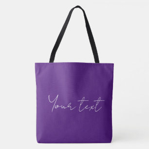 Add Your Name Text Royal Purple Typography Large Tote Bag