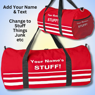 Add Your Name Text Subject Bright Red Duffle Bag
