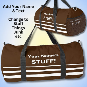 Add Your Name Text Subject Brown Duffle Bag