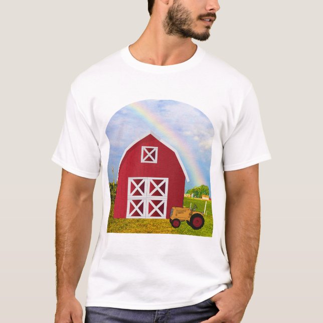 Add Your Name to Red Barn with Blue Sky T-Shirt (Front)