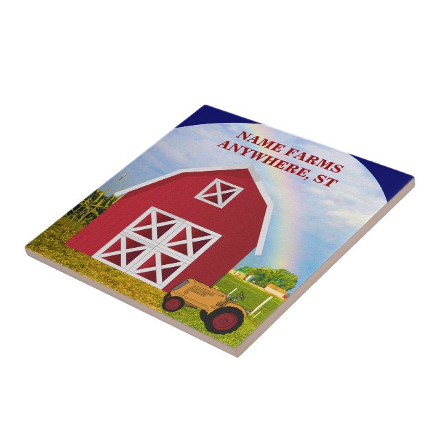 Add Your Name to Red Barn with Blue Sky Tile (Side)