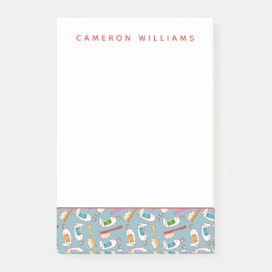 Add Your Name   Toothbrush & Toothpaste Pattern Post-it Notes