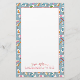 Add Your Name   Toothbrush & Toothpaste Pattern Stationery