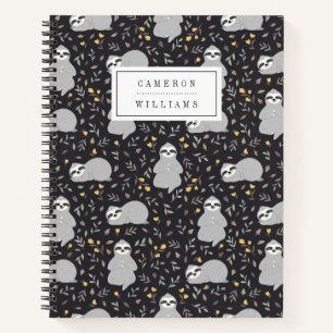 Add Your Name Tropical Baby Sloth Pattern Notebook