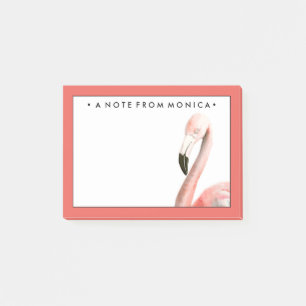 Add Your Name   Tropical Flamingo Bird Post-it Notes