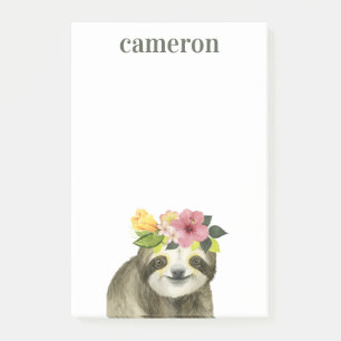 Add Your Name Tropical Halo Sweet Sloth Post-it Notes