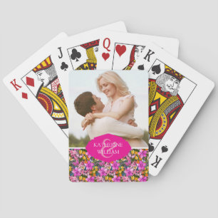 Add Your Name   Tropical leaves and flowers Playing Cards