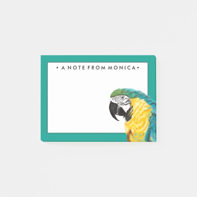Add Your Name | Tropical Parrot Bird Post-it Notes (Front)