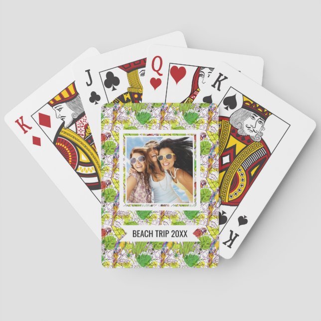 Add Your Name | Tropical Parrots Playing Cards (Back)