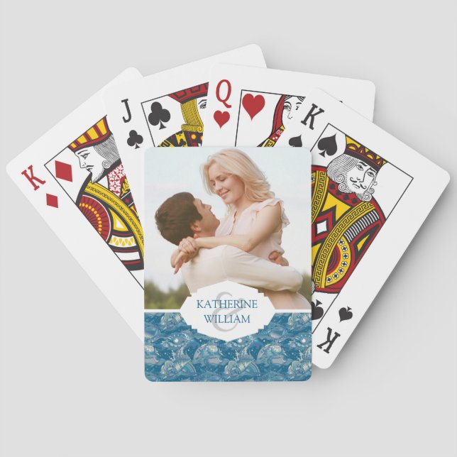 Add Your Name | Tropical Sea Pattern Playing Cards (Back)