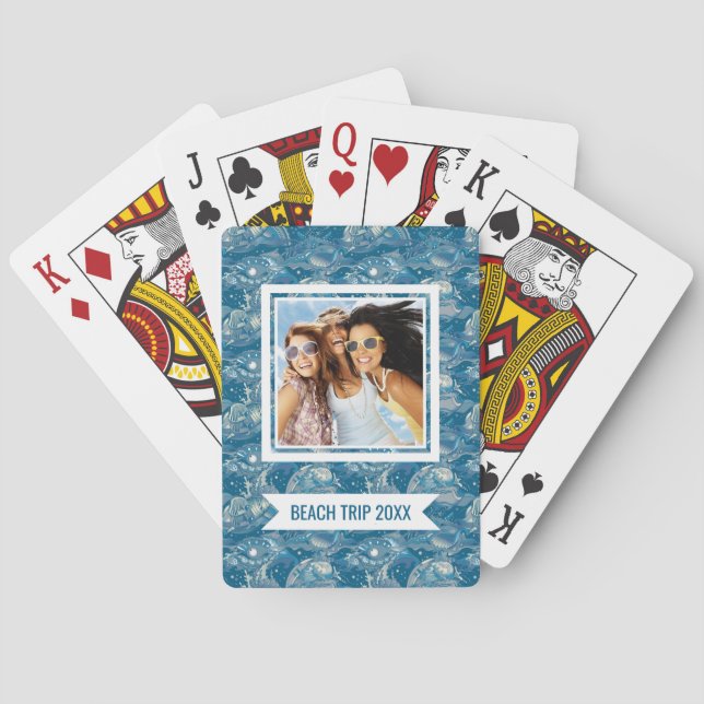 Add Your Name | Tropical Sea Pattern Playing Cards (Back)