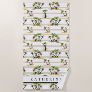 Add Your Name Tropical Shack And Palms Beach Towel