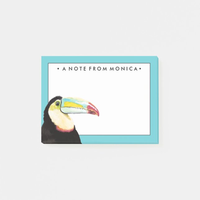 Add Your Name | Tropical Toucan Bird Post-it Notes (Front)